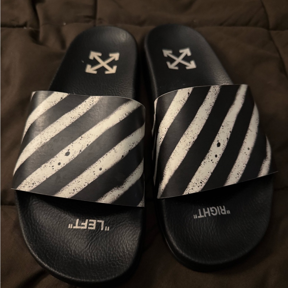 Off-White Monochrome Striped Slides